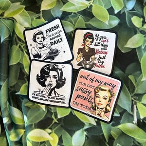 Sassy Sublimation Patches: Retro Women, Fresh Sarcasm - Iron On