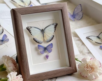 Personalized Butterfly Specimen Frame for Mom, Real Butterfly & Crystal Shadow Box, Nature Wall Art, Meaingful Mother’s Day Gift