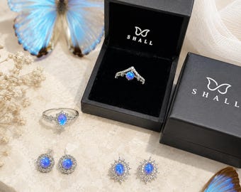 Iridescent Color Shift Jewelry, Real Blue Morpho Butterfly Wing Ring & Stud Earrings, Handmade Nature Jewelry, Unique Birthday Gift for Her