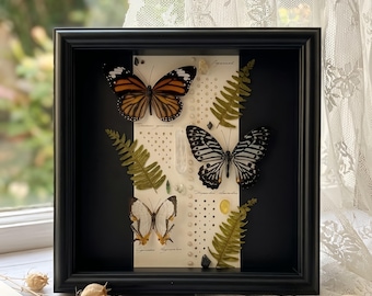 Personalized Monarch Butterfly Decor Picture Frame, Mom Present, Real Butterfly Specimen Art with Custom Engraving, Ideal Mother's Day Gifts