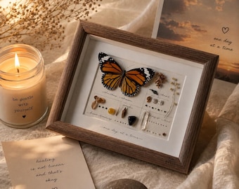 Healing Butterfly Shadow Box, Transformation Gift, New Beginning Decor, Butterfly Specimen Frame, Self Growth Gift, Emotional Healing Art