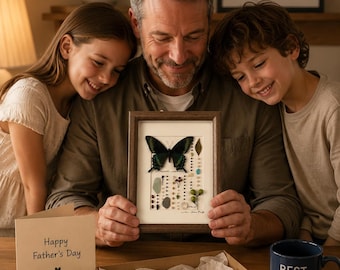 Real Butterfly Wall Art, Butterfly Specimen Shadow Box, Gift for Dad Him, Nature Inspired Frame, Unique Father’s Day Decor