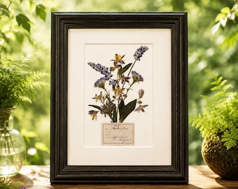 Marco personalizado con flores silvestres prensadas, arte de herbario con flores secas reales, decoración botánica para pared, regalo de boda o inauguración de casa, 3 estilos florales