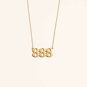 888 Gold Angel Number Necklace, Luxury Quality, Unique Design 18k Gold Plated