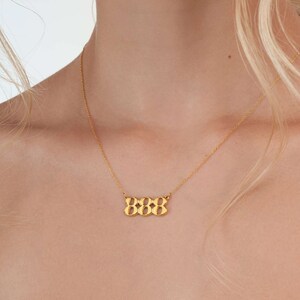 888 Gold Angel Number Necklace, Luxury Quality,  Unique Design 18k Gold Plated