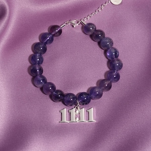 11:11 Bracelet Amethyst Gemstone Charm Bracelet Silver Angel Number 1111 Luxury Quality Mother's Day Gift for Her