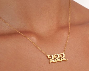 222 Angel Number Necklace: Luxury Quality 18k Gold Plated Stainless Steel Pendant