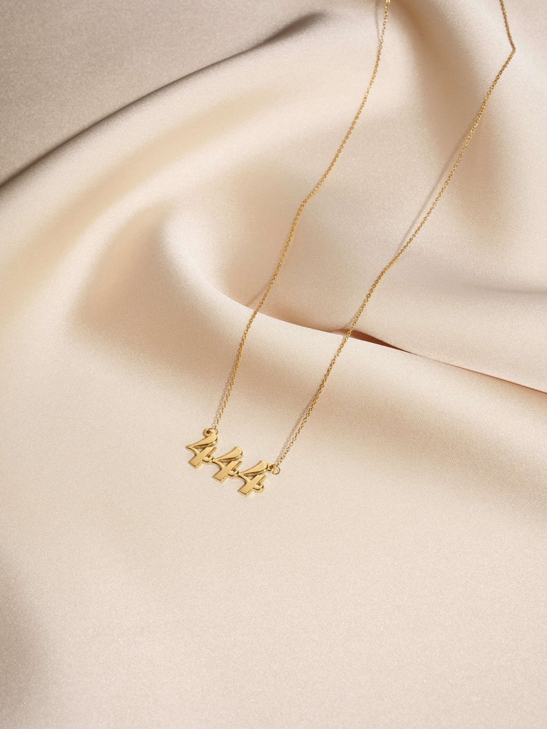 444 Gold Necklace Angel Number 444 Gold Necklace Gift for Her Luxury