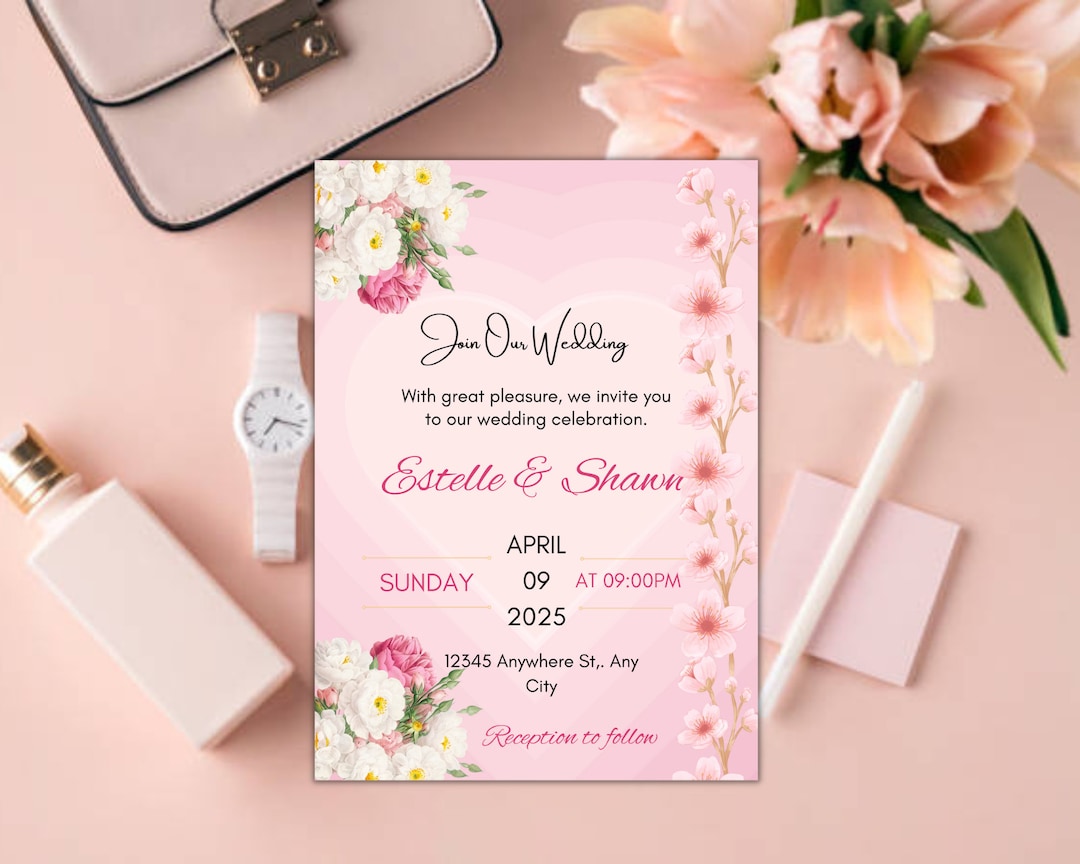 Editable Wedding Invitation Template Modern Digital Download for