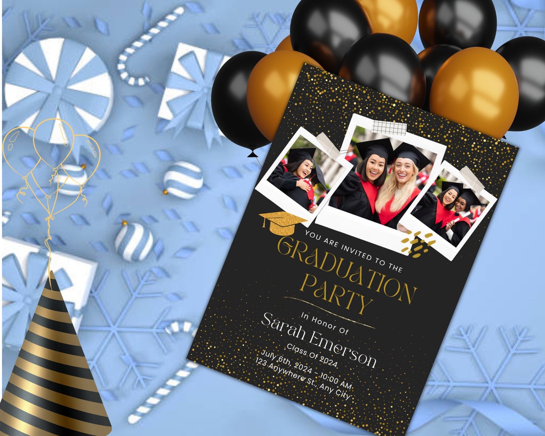 Digital Graduation Party Invitations Customizable Templates Etsy