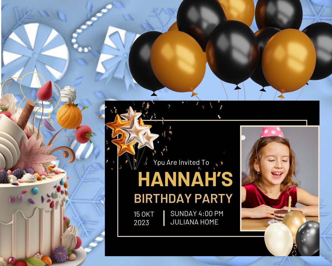 Digital Birthday Party Invitations Customizable Templates Etsy