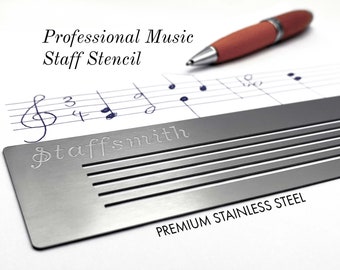 Music Staff Stencil - Create Staff Lines For Music Notation. Must Have Accessory For Music Students, Music Teachers, Songwriters, Composers.