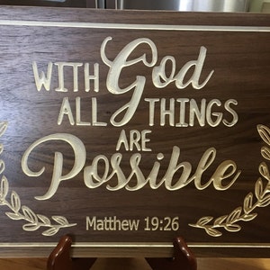 With God all things are possible plaque