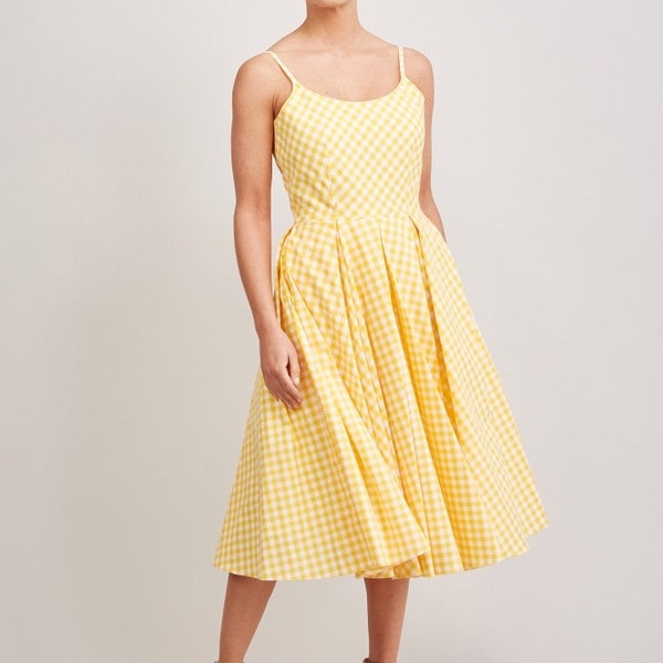 Priscilla 100% Cotton Midi Dress Made to Order Gingham/Floral