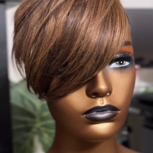 Sandy -  Human Hair | Detachable Clip On Topper | Sidepiece Wig | Short Human Hair | Black Woman Wig | Blonde Hair | Half Wig | Quickweave
