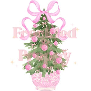 CHRISTMAS pink bow CHINOISERIE tree png