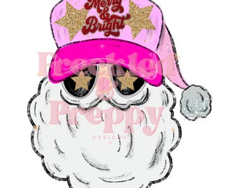 Preppy Santa Trucker Patch Hat Christmas PNG Sublimation DTF DTG
