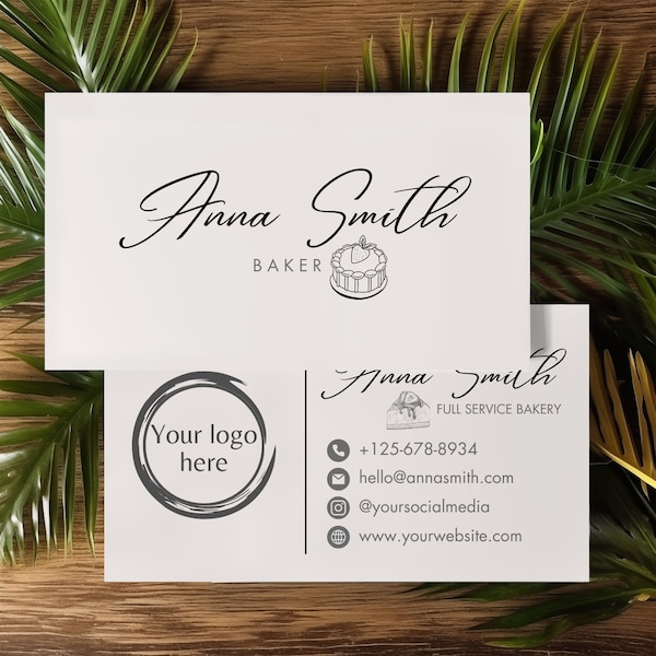 Baking Business Card Template, Baker Calling Card, Baker Business Card Canva Template, Editable Cake Bakery Business Card Canva Template