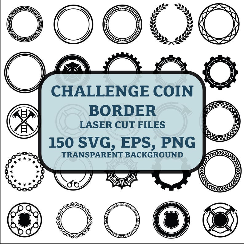 Challenge Icon Border Challenge Coin Border Mega Bundle, 150 Coin Frame Designs, Military ...