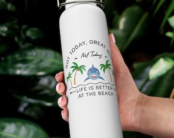 Beach Vibes Insulated Water Bottle, Shark, Summer Hydration, Travel Mug, Gift for Beach Lovers, Summer Vacation Gift, Beach Essentials