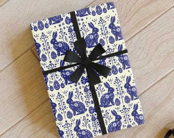 Papier do pakowania prezentów wielkanocnych, Fantazyjny papier do pakowania prezentów w kształcie króliczka chinoiserie, Rolka do papieru prezentowego, Opakowania prezentowe, Dekoracje do koszyków wielkanocnych, Dekoracje wielkanocne