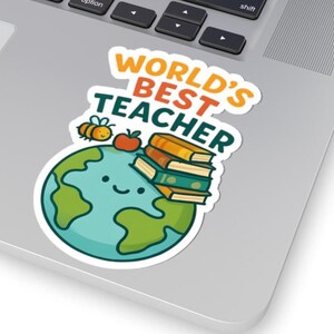 World&#39;s Best Teacher Kiss-Cut Stickers, Classroom Decor, Teacher Gifts, Back to School, Educator Gift, Thank You Present for Teacher
