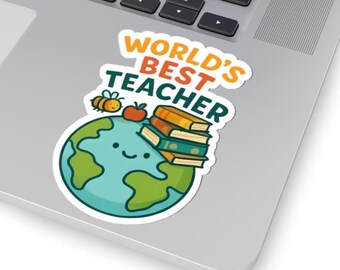 World's Best Teacher Kiss-Cut Stickers, Classroom Decor, Teacher Gifts, Back to School, Educator Gift, Thank You Present for Teacher