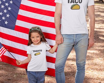 Maglietta per bambini con disegno "Taquito", magliette abbinate Taco Taquito per padre e figlio, regalo per la festa del papà, abiti per la famiglia, magliette abbinate