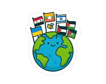 Kiss-Cut World Flags Stickers, Cute Peace on Earth Laptop Decal, Travel Decor, Flag Stickers, International Friendship, Earth Lover Gift