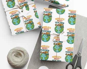 World's Best Teacher Gift Wrap Paper, Educator Wrapping Paper, Teacher Appreciation Wrapping, School Supplies Gift Wrap, Thank You Packaging