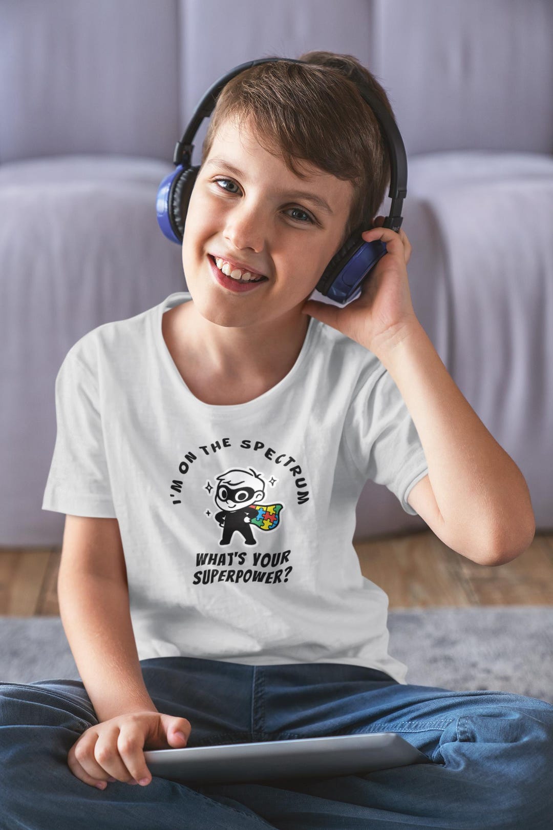 Spectrum Boy Autism on the Spectrum Superhero Boy T-shirt, Neurodiversity Tee ...