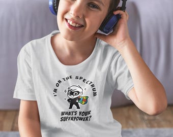Autisme op het spectrum superheld jongens T-shirt, Neurodiversity Tee, ondersteuning autisme bewustzijn, inclusieve mode, cadeau voor autistische jongen