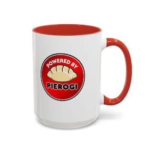 Powered by Pierogi Mug, Polish Food Lovers Gift, Coffee Cup, Kitchen Decor, Funny Tea Mug, Foodie Gift, Unique Ceramic Mug