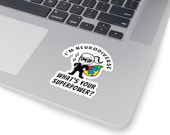 Neurodiversity Superpower Stickers, Colorful Kiss-Cut Stickers for Laptops, Water Bottles, Journals, Autism Awareness Decal, Autism Gift
