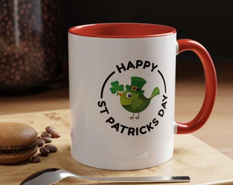 Coffee Mug, Happy St Patrick's Day Mug, Green Irish Shamrock Tea Cup, St Paddy's Day, Lucky Clover Gift, Holiday Drinkware