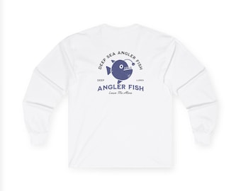 Tiefsee Angler Fisch Langarm T-Shirt, Nautical Ocean Lover Shirt, Einzigartiges Anglerfisch Angeln Geschenk, Casual Wear Bekleidung, Unisex Tee