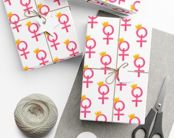 Wrapping Paper, Girl Power Women's Rights Lover Gift Wrap, Premium Paper Crafts, Scrapbooking, Gift Packaging, Feminist Birthday Celebration