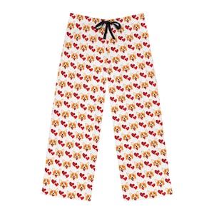 Corgi Dog Unisex Pajama Pants, Comfy Lounge Sleepwear, Cute Animal Print PJ Bottoms, Dog Lover Gift, Dog Dad Loungewear