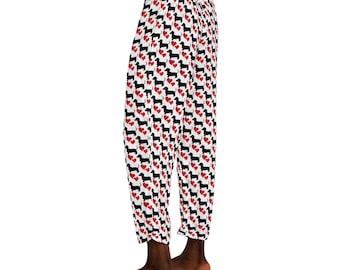 Dachsund Dog Unisex Pajama Pants, Comfy Lounge Sleepwear, Cute Animal Print PJ Bottoms, Dog Lover Gift, Dog Dad Loungewear