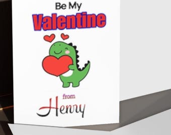 Dinosaur Valentine Card, Personalized Valentine's Card, Dino Card, Multi-Pack Kids Valentines, T-Rex Valentine, Cute Valentines Set