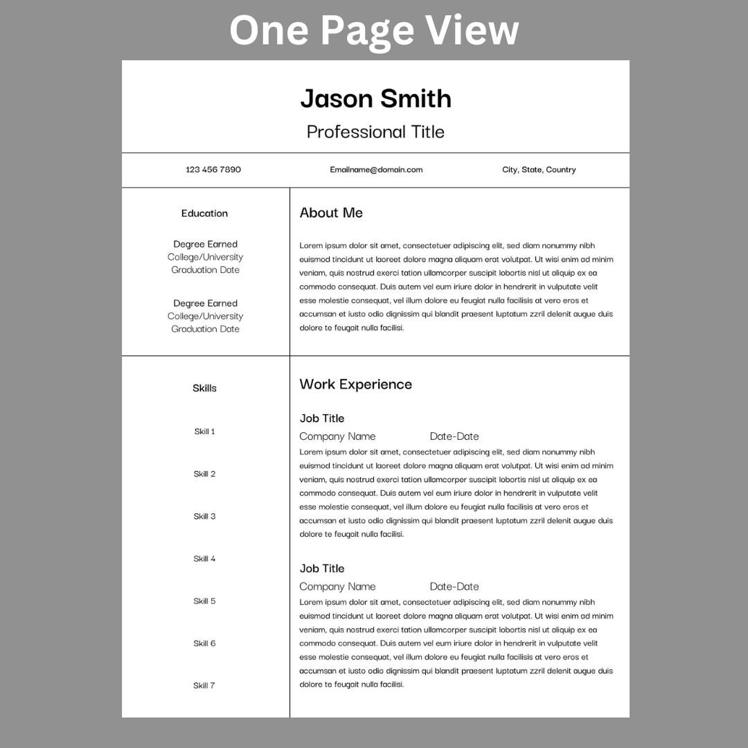 Resume Template Canva, Minimalist Resume Template, Modern Resume