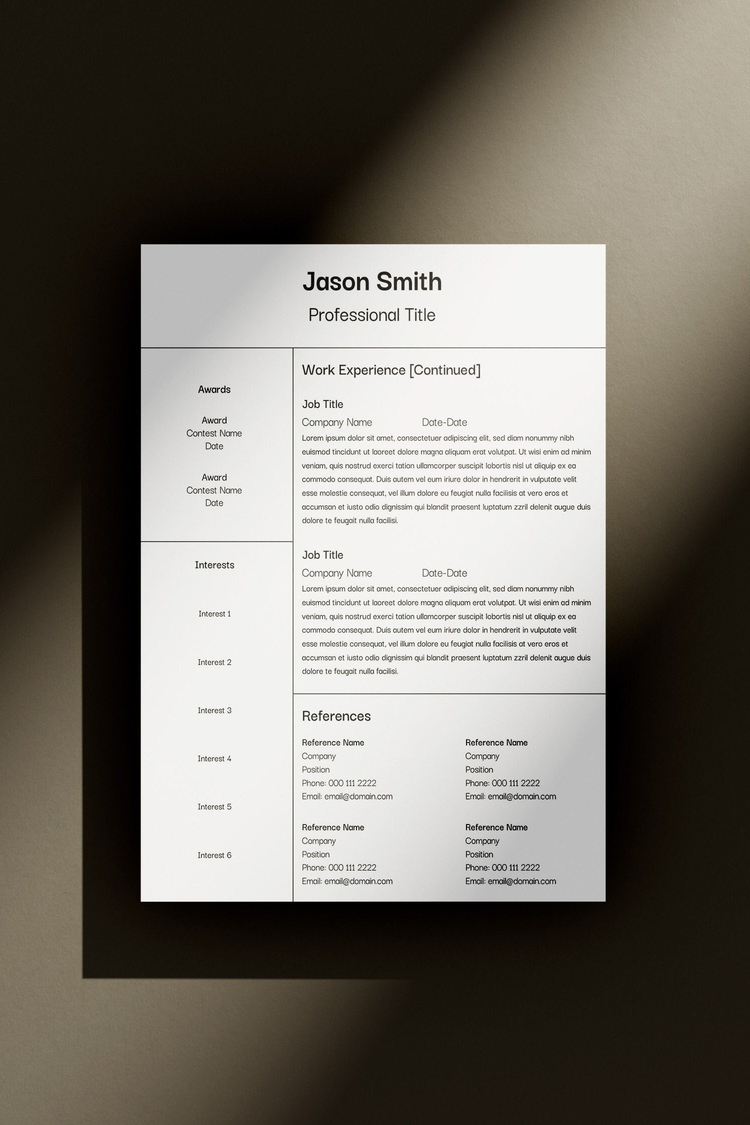Resume Template Canva, Minimalist Resume Template, Modern Resume