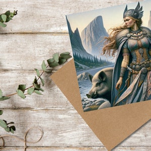 Biglietto d'auguri Freyja, Dea norrena della guerra, dell'amore e della magia - Biglietto d'auguri vuoto all'interno, regalo per i fan della mitologia nordica