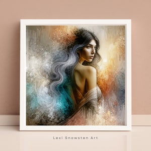 Persephone, Digital Art Print - Greek Goddess of Spring and Queen of the Underworld  in an Impressionist Abstract Style, Boho Wall Art