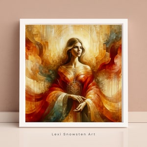 Hestia, Digital Art Print - Greek Goddess of the Hearth and Home Artwork in an Impressionist Abstract Style, Wall Decoration, Boho Wall Art