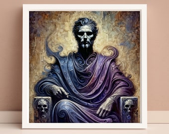 Hades, Digital Art Print - Greek God of the Underworld Artwork in an Impressionist Abstract Style, Wall Decoration, Boho Wall Art