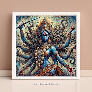 Kali, Hindu Goddess of Time, Destruction, and Transformation – Indian Goddess Digital Art Print, Spiritual Wall Art