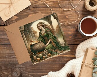 Celtic Goddess Cerridwen - Artistic Blank Greeting Card, Pagan Mythology, ideal for Witches and Pagans