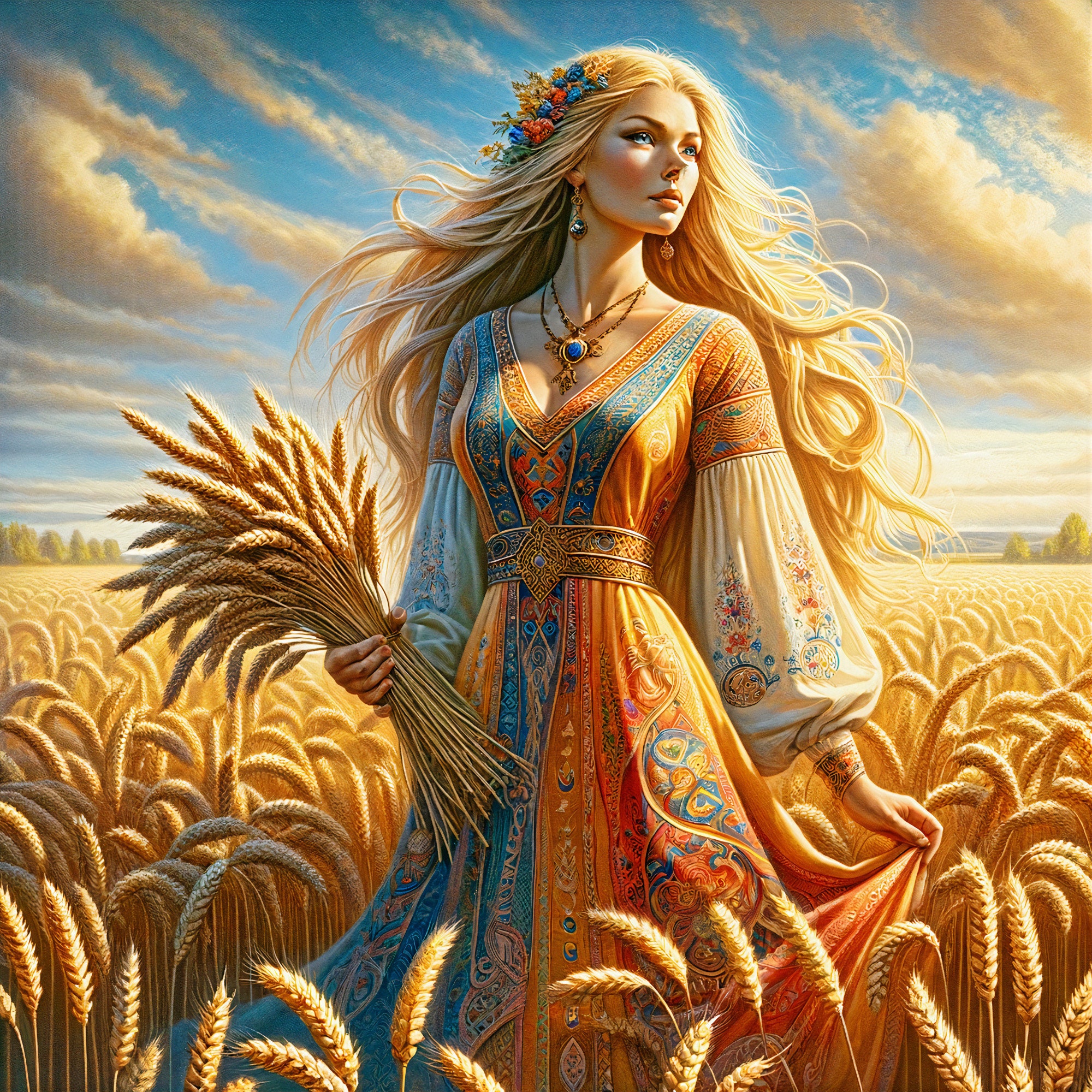 Sif, Wife of Thor, Norse Goddess of Fertility and Harvest, Digital