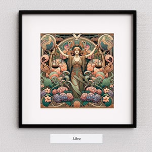 Zodiac Libra Art Giclée Print -  Astrology Artwork in an Art Nouveau Style, gift for horoscope lovers